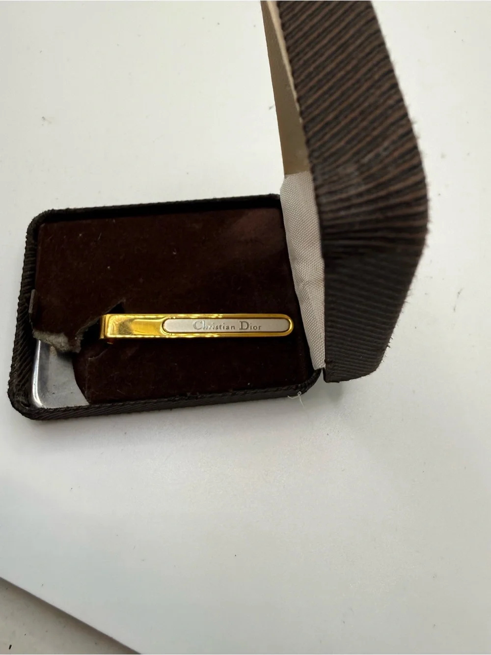 Dior Gold Tie Bar with Silver Inlay